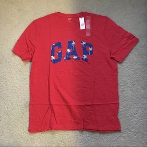 Red Palm Tree GAP Logo Graphic Crewneck T-Shirt